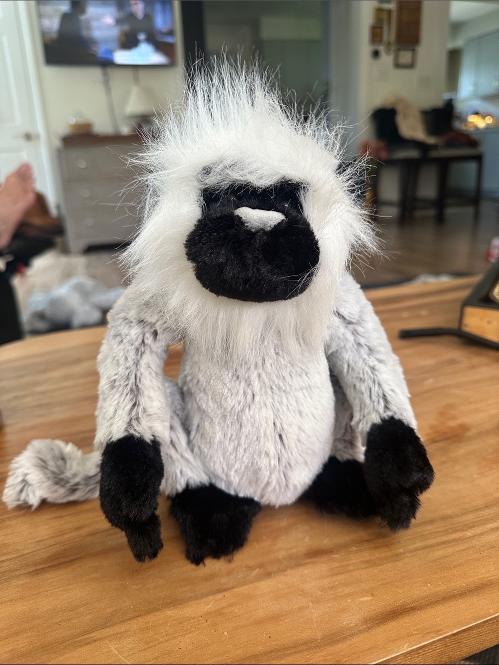 Ganz Webkins Gray langur Plush Monkey with Black Face and Paws like new